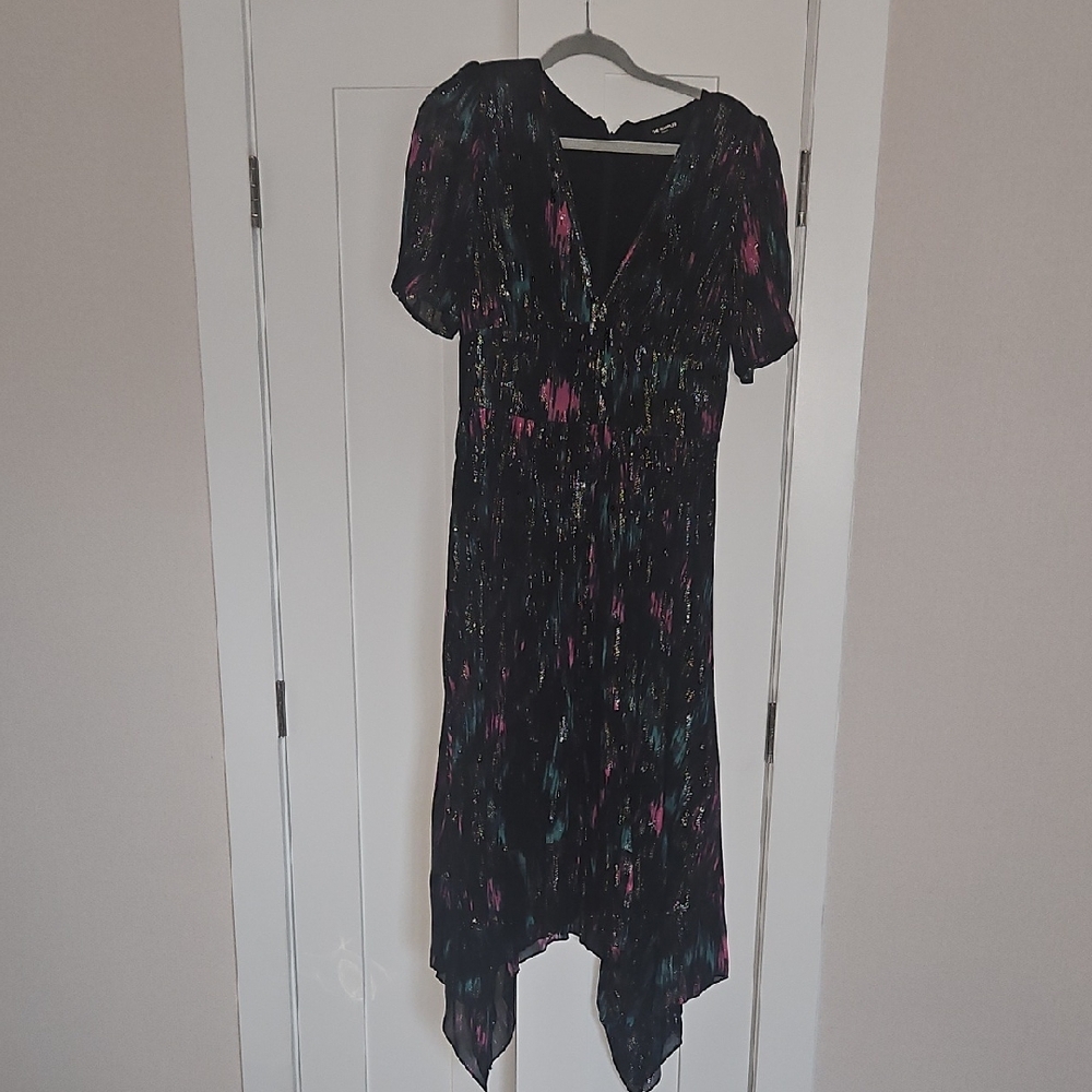 The Kooples Black and Multicolor Asymmetrical Dress